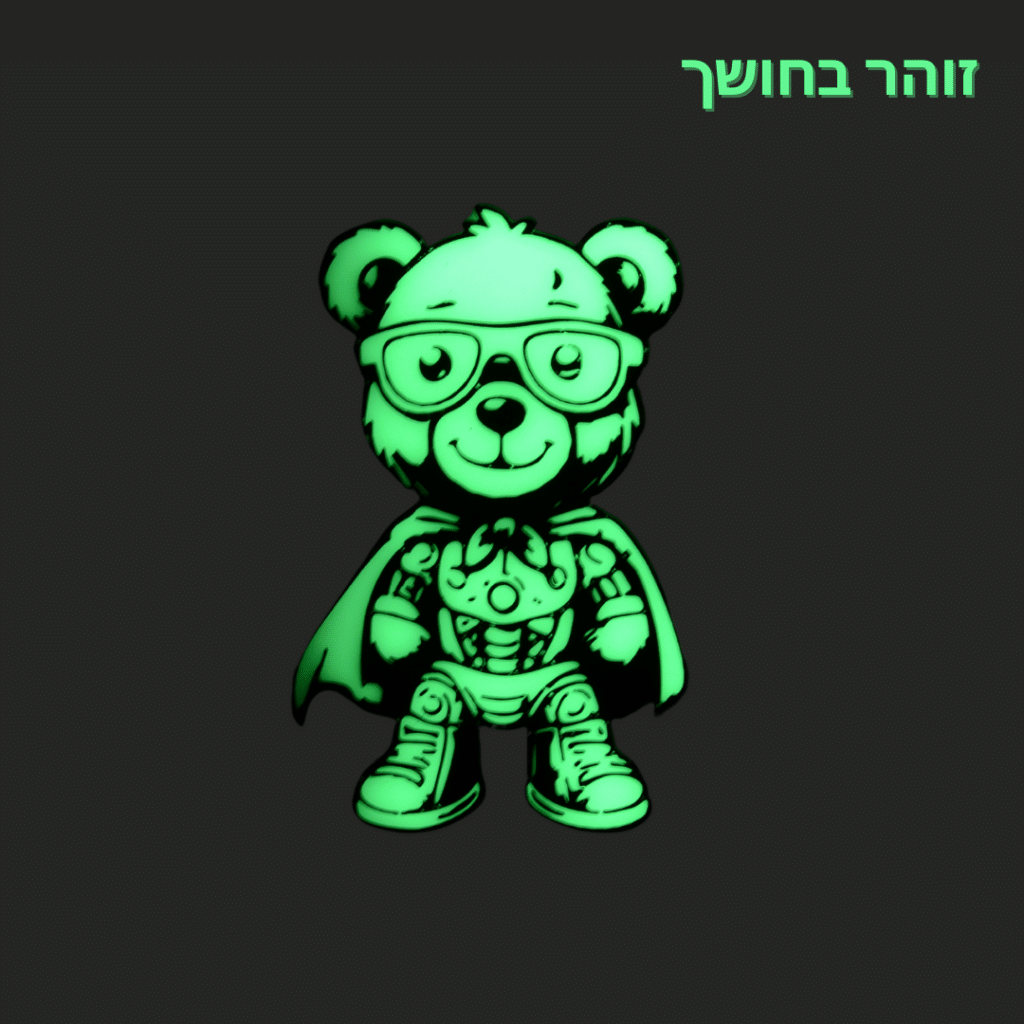 קישוטי קיר זוהרים בחושך - קולקציית בעלי חיים - דובי