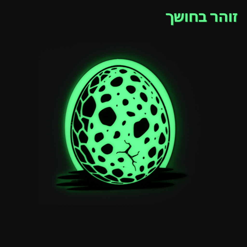 קישוטי קיר לחדרי ילדים - ביצת דינוזאור זוהרת בחושך